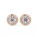 Round Halo Diamond Stud Earrings | Classic Solitaire Halo Earrings