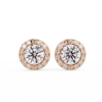 Round Halo Diamond Stud Earrings | Classic Solitaire Halo Earrings