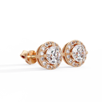 Round Halo Diamond Stud Earrings | Classic Solitaire Halo Earrings