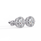 Round Halo Diamond Stud Earrings | Classic Solitaire Halo Earrings