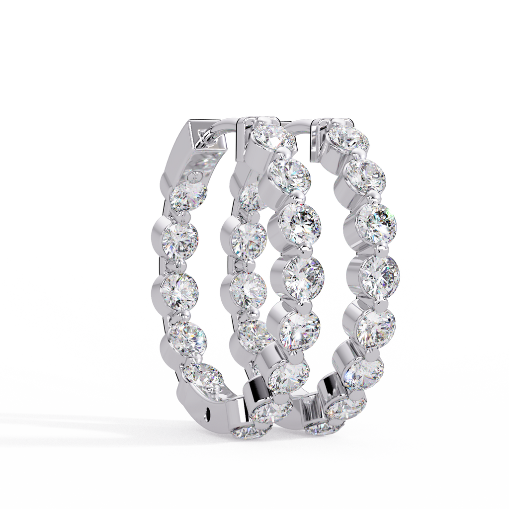 Classic Diamond Hoop Earrings | Round Brilliant Diamond Hoop Earrings