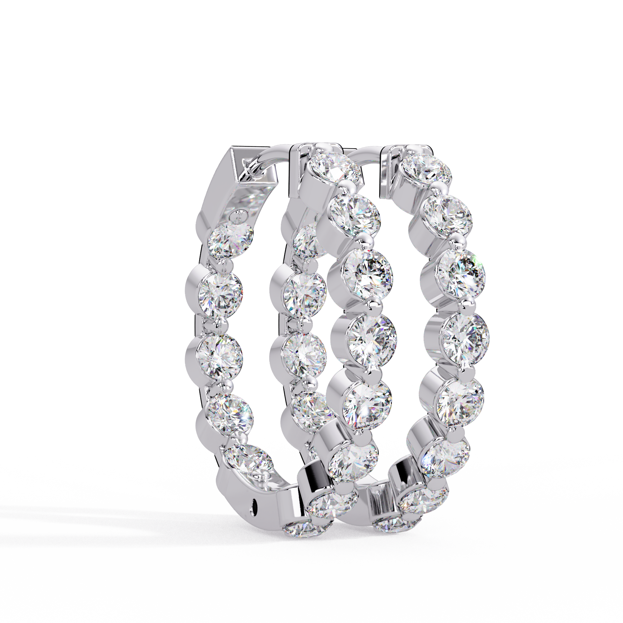 Classic Diamond Hoop Earrings | Round Brilliant Diamond Hoop Earrings