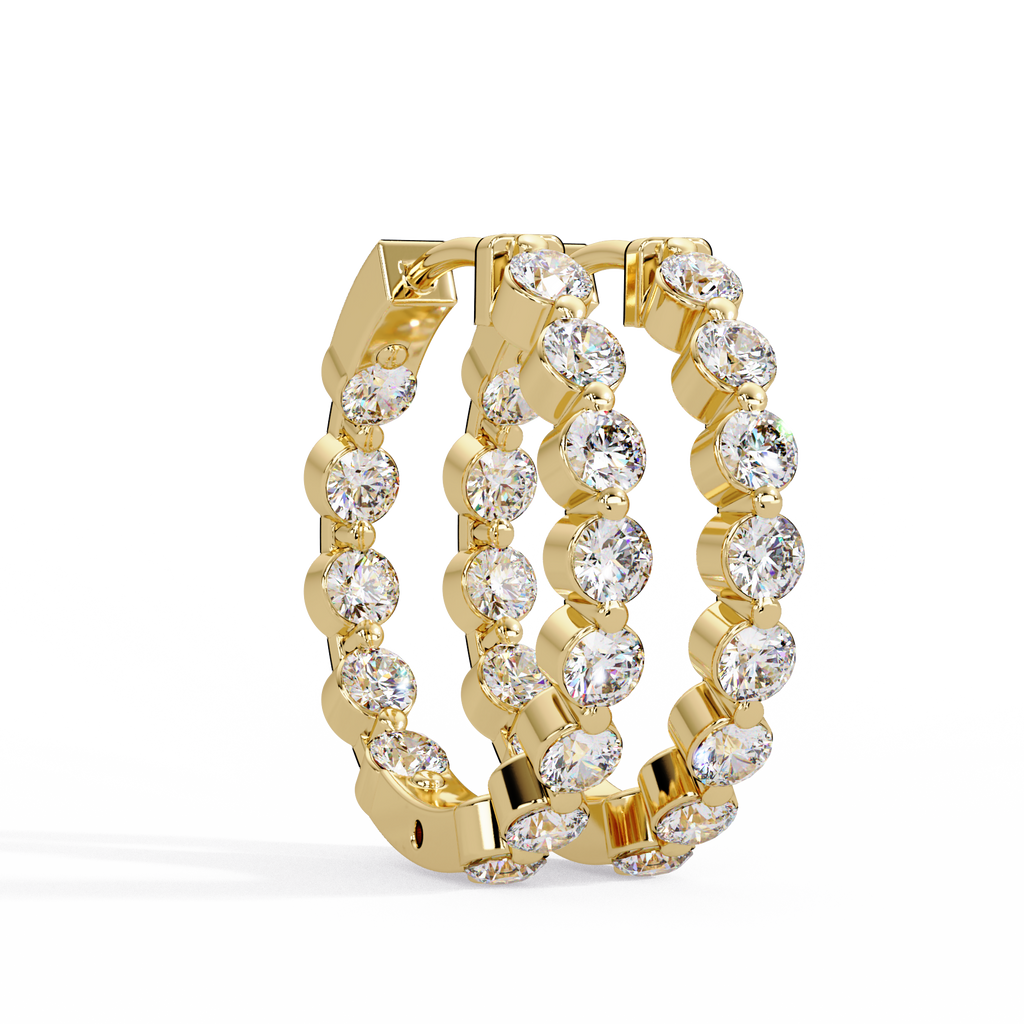 Classic Diamond Hoop Earrings | Round Brilliant Diamond Hoop Earrings