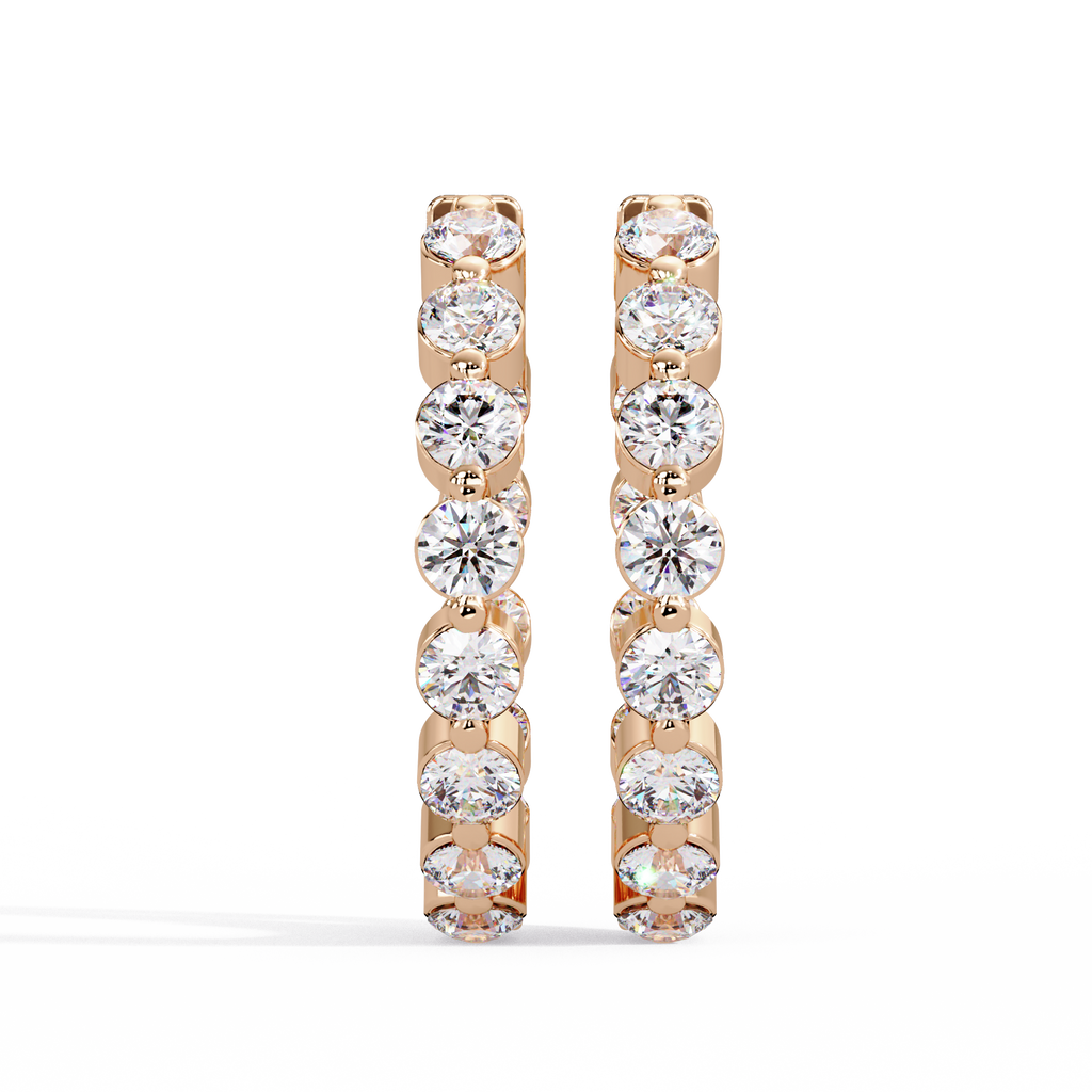 Classic Diamond Hoop Earrings | Round Brilliant Diamond Hoop Earrings