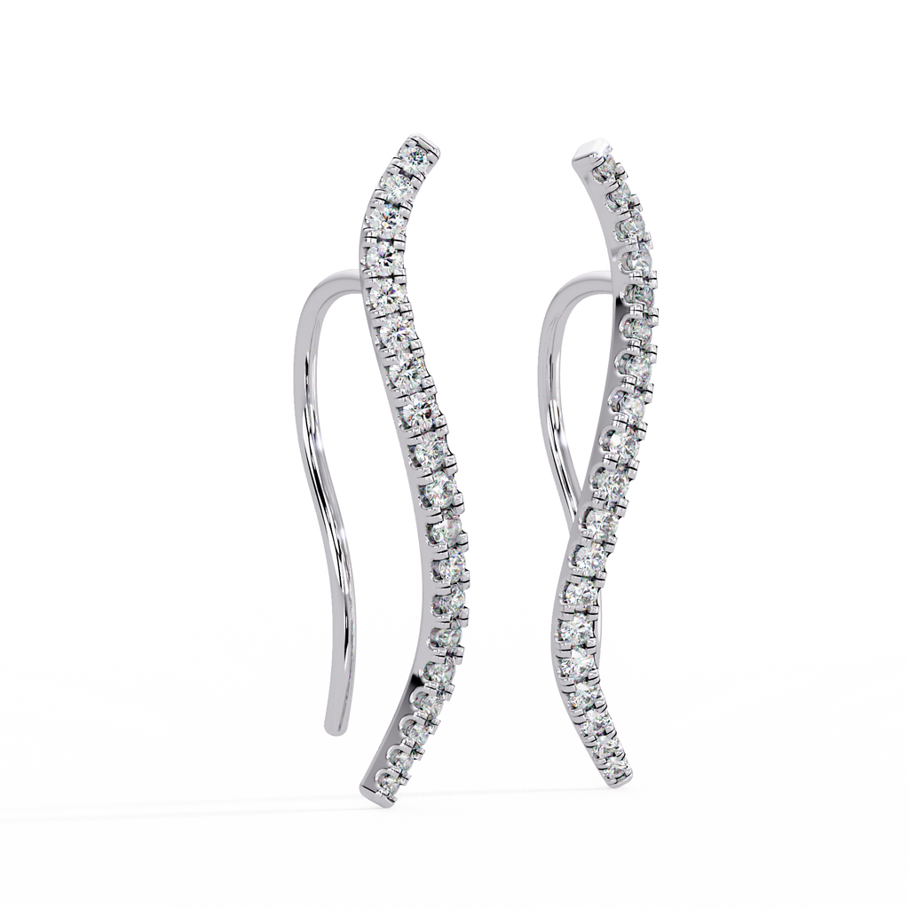 Elegant Wave Diamond Hoop Earrings