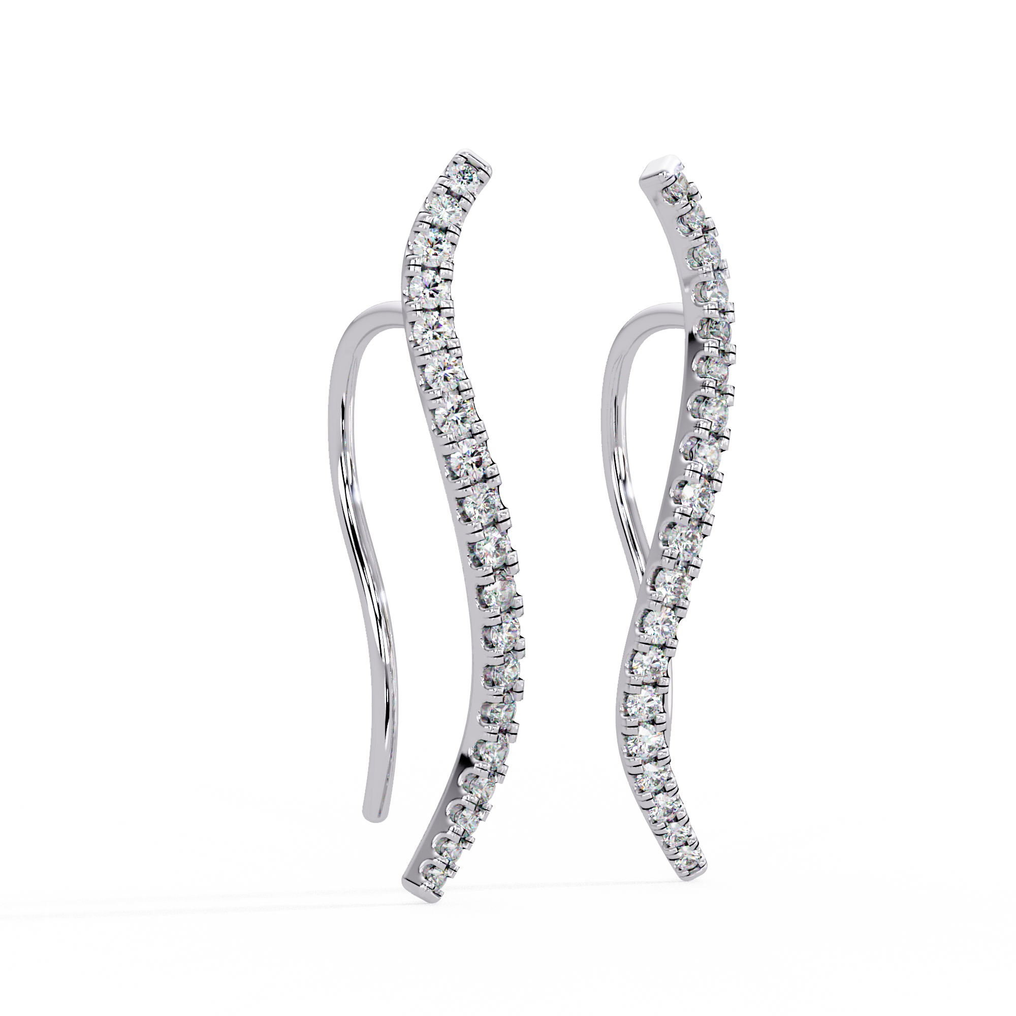 Elegant Wave Diamond Hoop Earrings