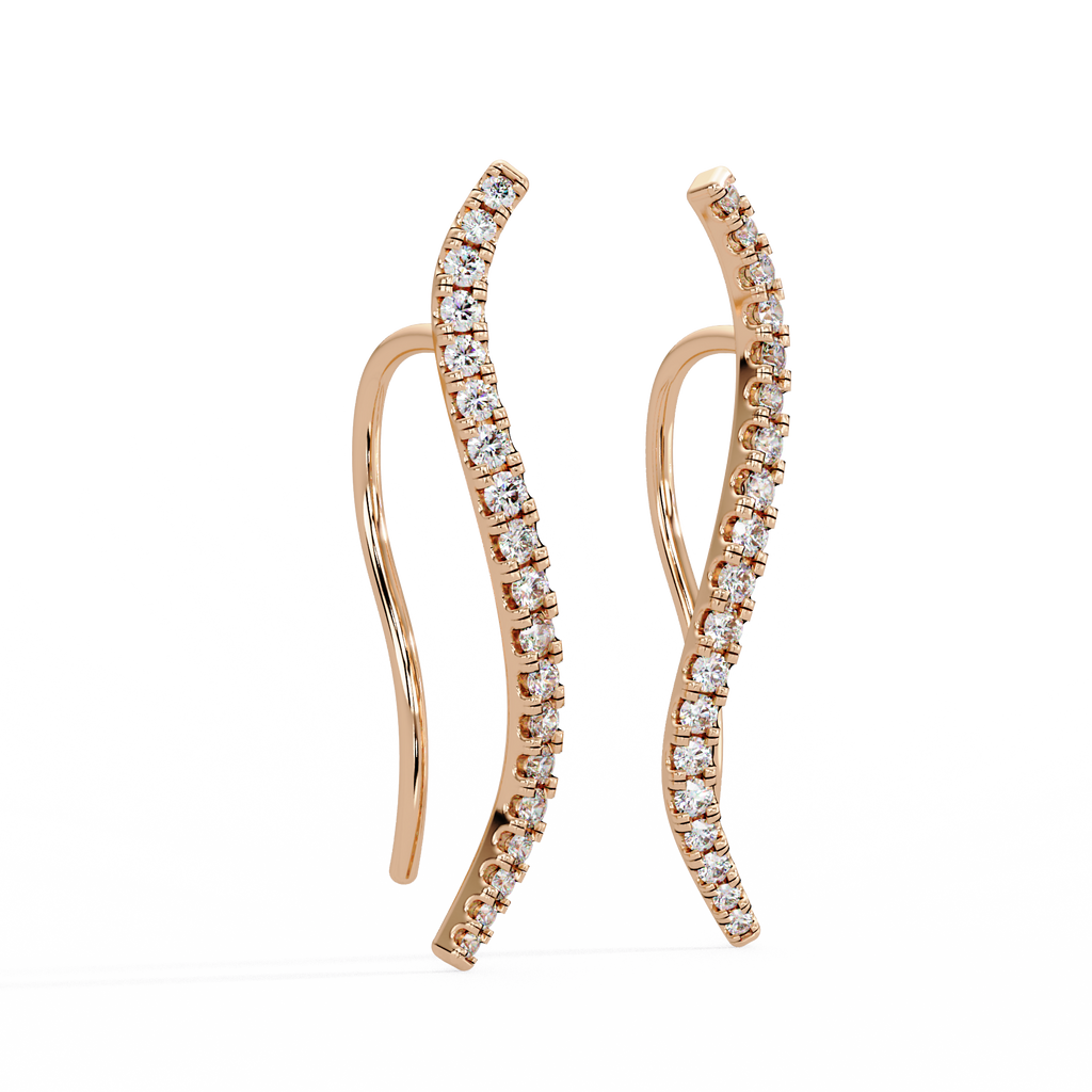 Elegant Wave Diamond Hoop Earrings