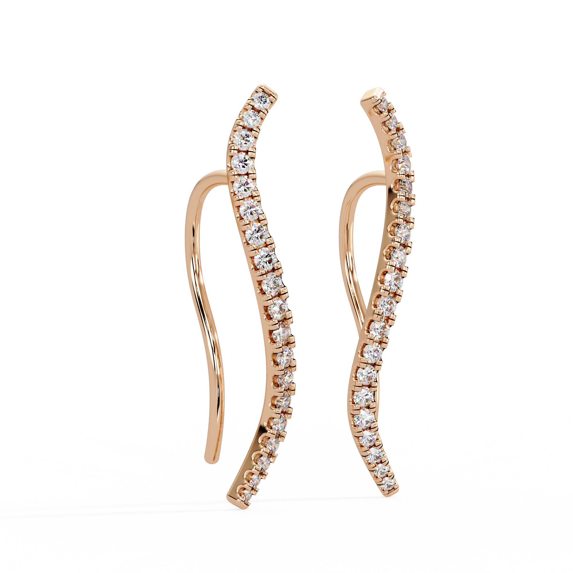 Elegant Wave Diamond Hoop Earrings