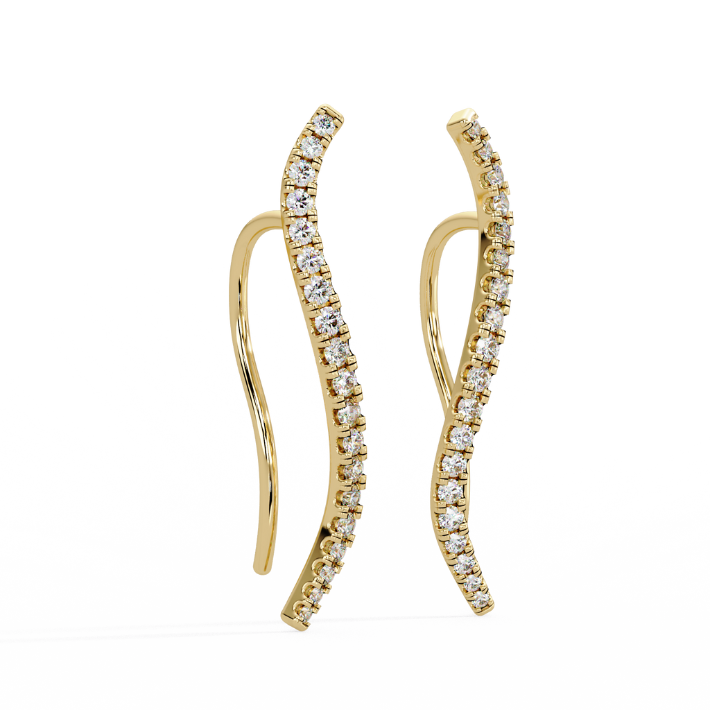 Elegant Wave Diamond Hoop Earrings