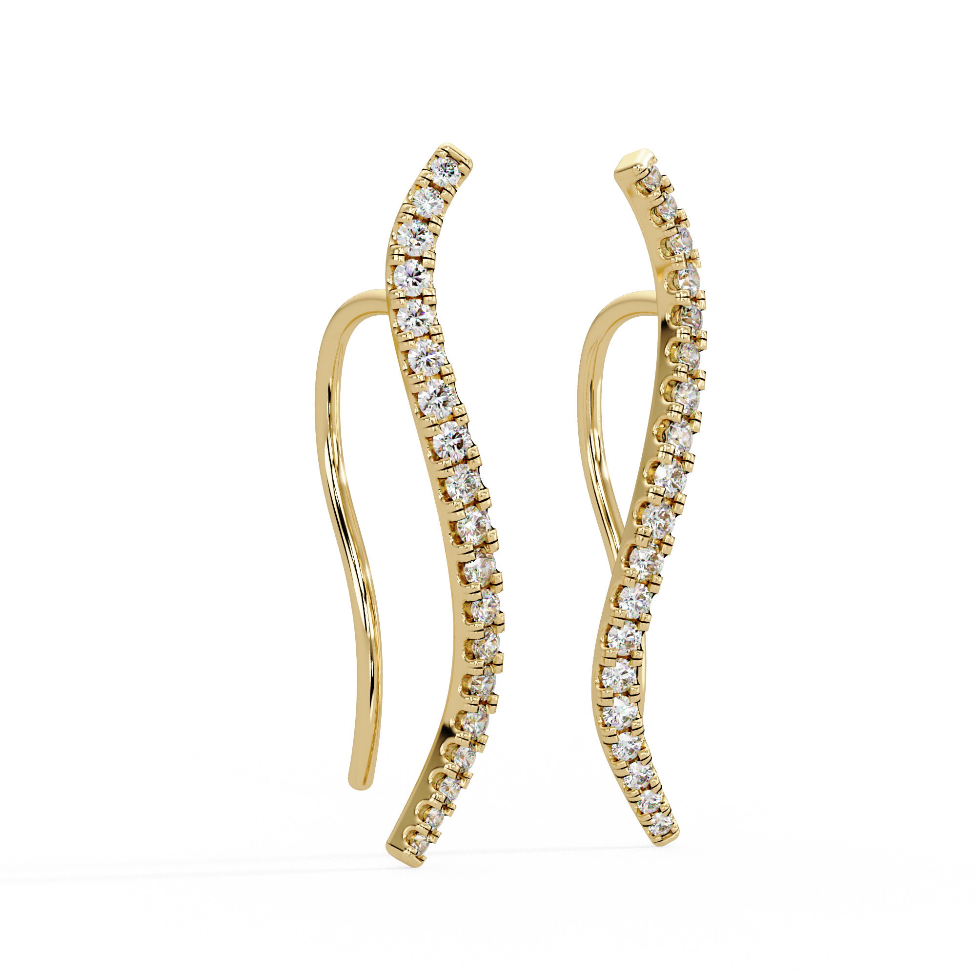 Elegant Wave Diamond Hoop Earrings