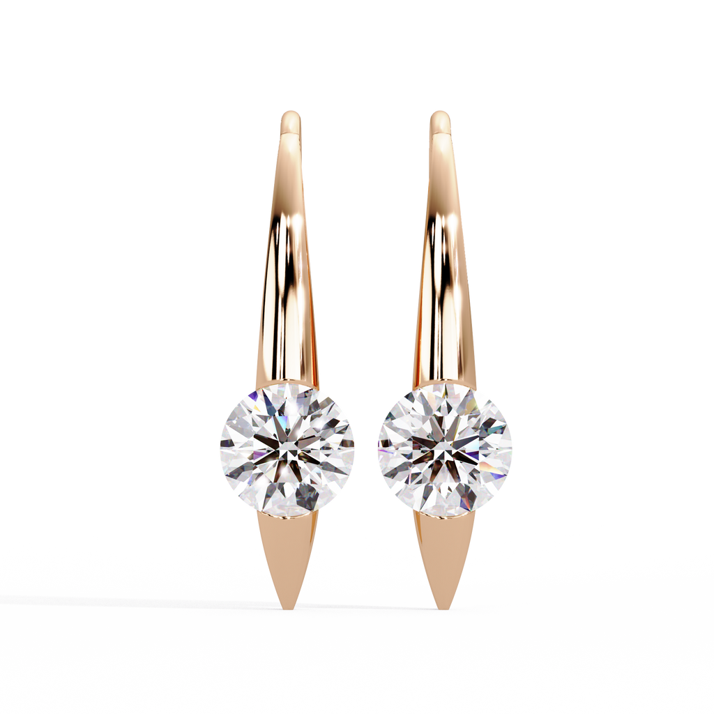 Modern Round Brilliant Diamond Spike Stud Earrings in Gold