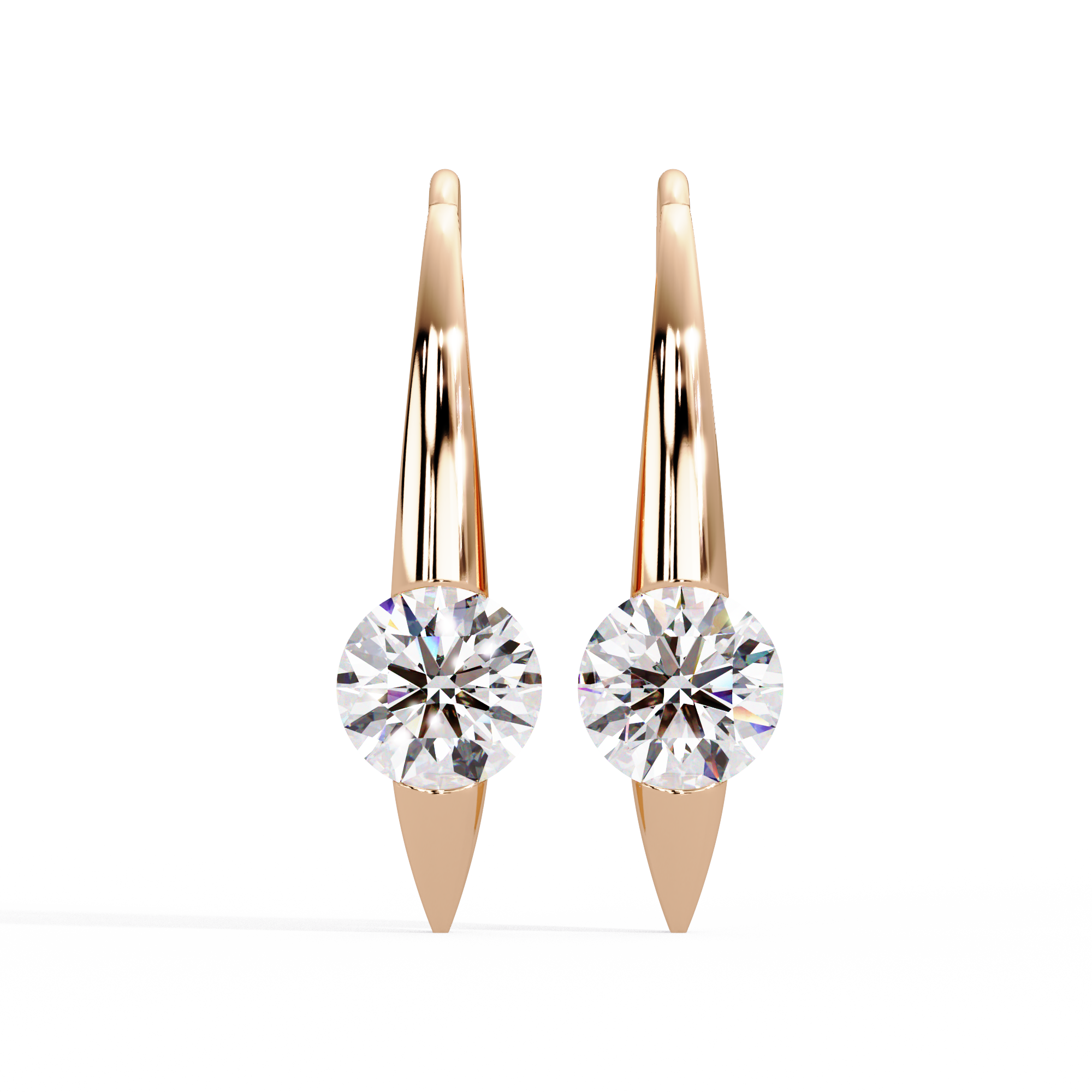 Modern Round Brilliant Diamond Spike Stud Earrings in Gold