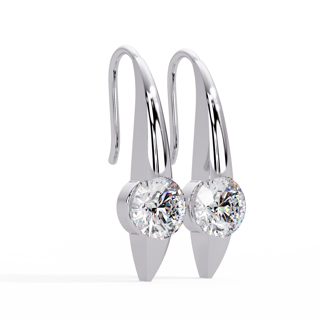 Modern Round Brilliant Diamond Spike Stud Earrings in Gold