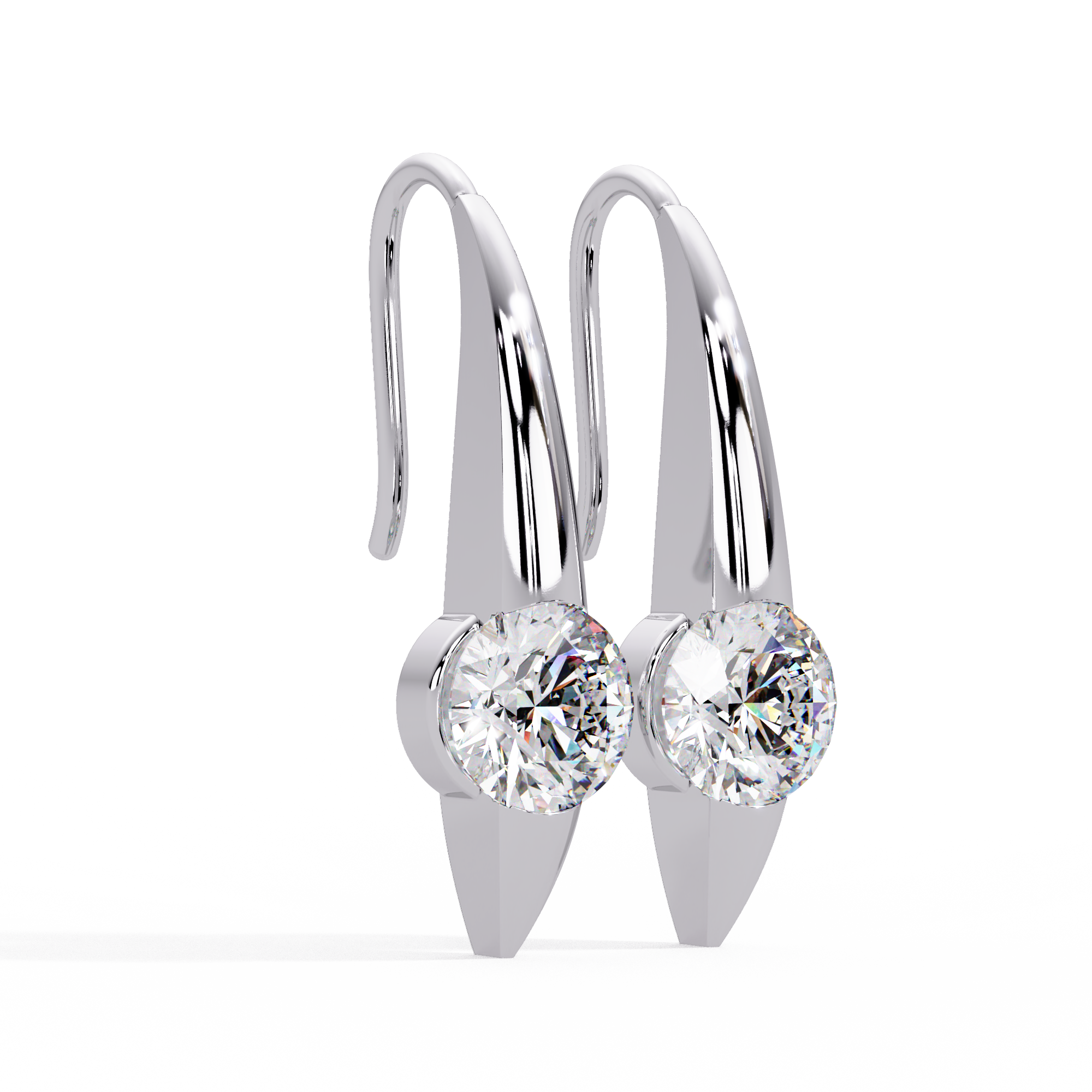 Modern Round Brilliant Diamond Spike Stud Earrings in Gold