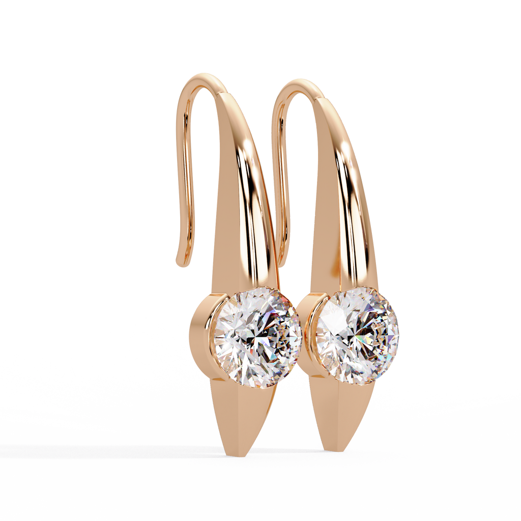 Modern Round Brilliant Diamond Spike Stud Earrings in Gold