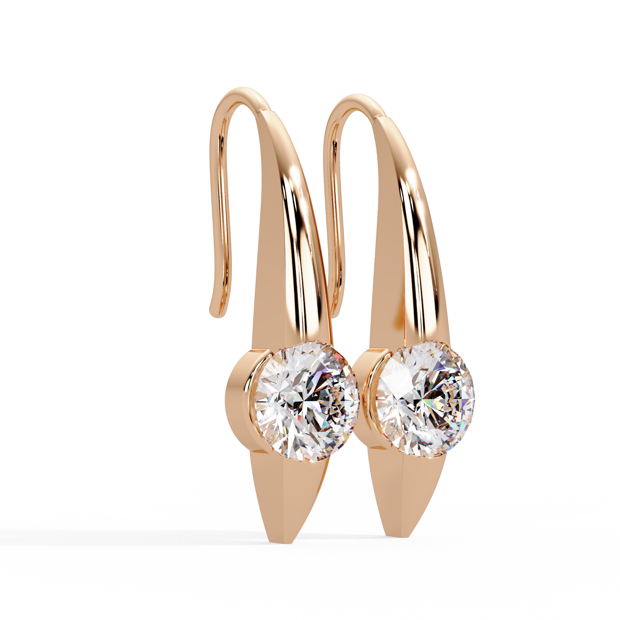 Modern Round Brilliant Diamond Spike Stud Earrings in Gold