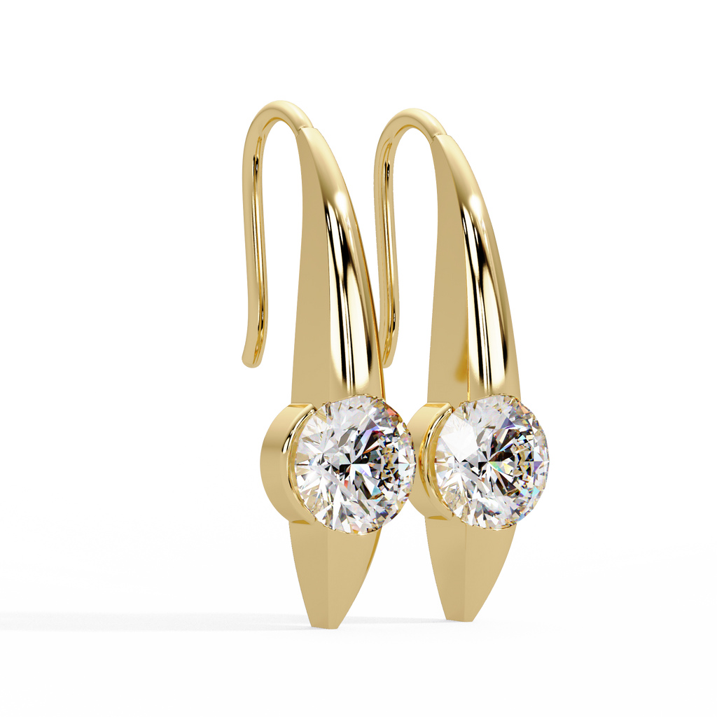 Modern Round Brilliant Diamond Spike Stud Earrings in Gold