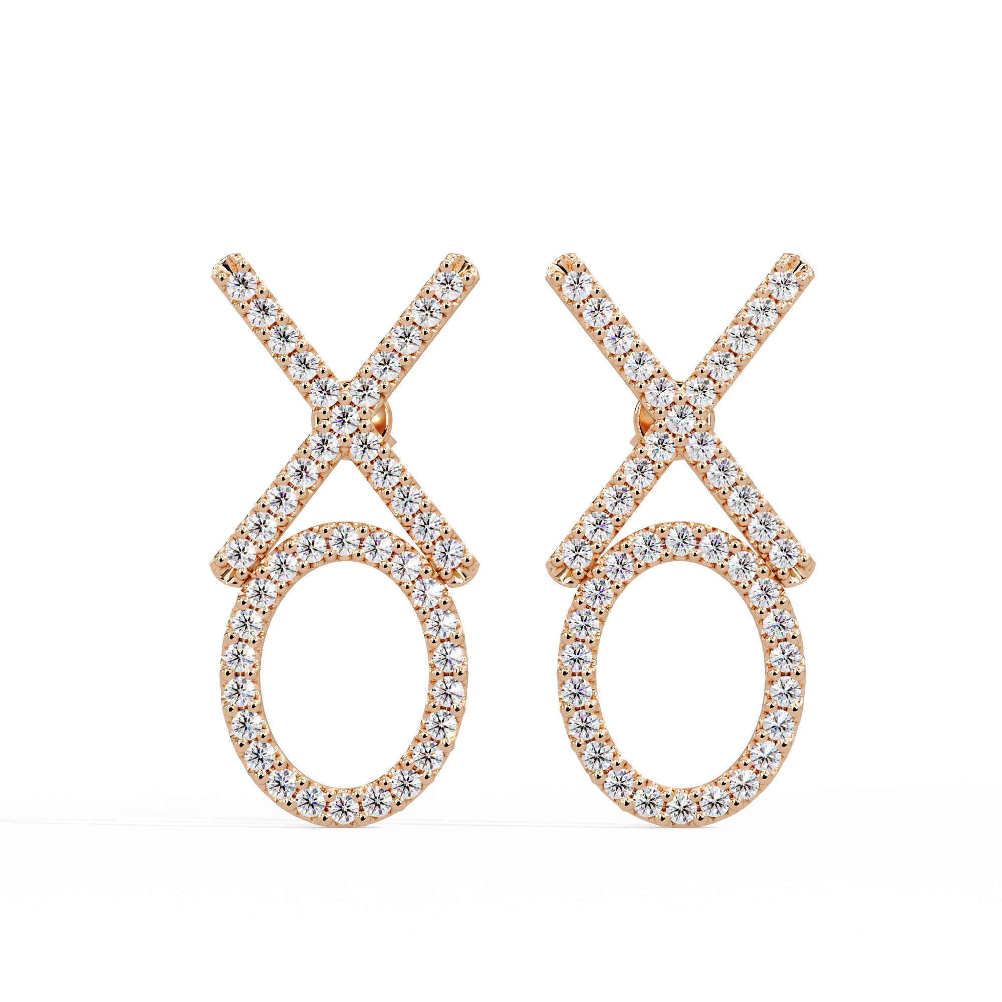 Brilliant Diamond XO Statement Stud Earrings