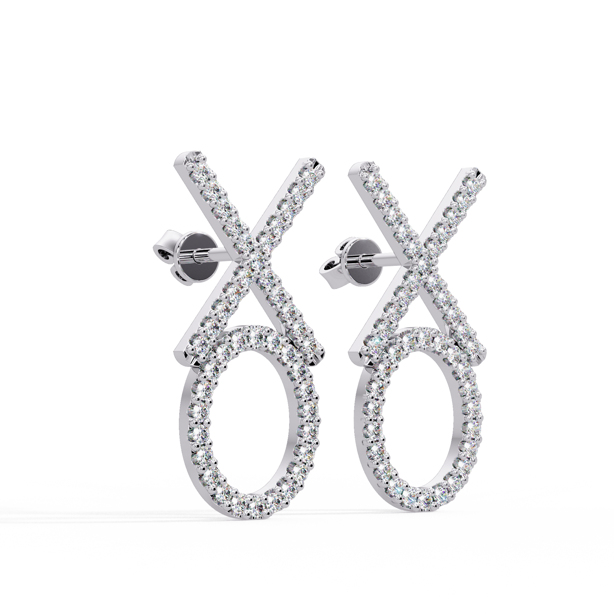 Brilliant Diamond XO Statement Stud Earrings