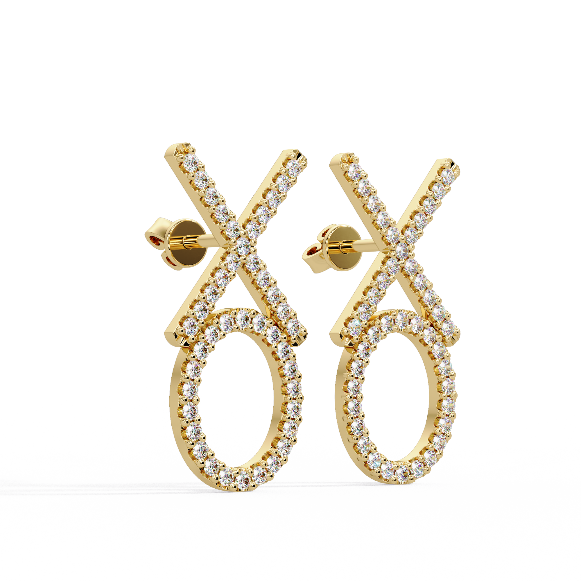 Brilliant Diamond XO Statement Stud Earrings