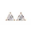 Trillion Cut Diamond Stud Earrings with Leaf-Inspired Basket Setting