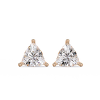 Trillion Cut Diamond Stud Earrings with Leaf-Inspired Basket Setting
