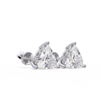 Trillion Cut Diamond Stud Earrings with Leaf-Inspired Basket Setting