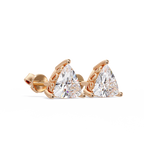 Trillion Cut Diamond Stud Earrings with Leaf-Inspired Basket Setting