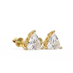 Trillion Cut Diamond Stud Earrings with Leaf-Inspired Basket Setting