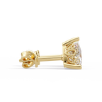 Trillion Cut Diamond Stud Earrings with Leaf-Inspired Basket Setting