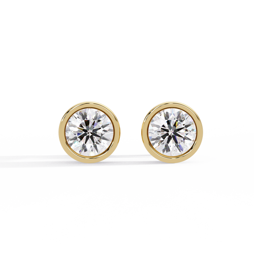 Classic Bezel Set Round Cut Stud Earrings