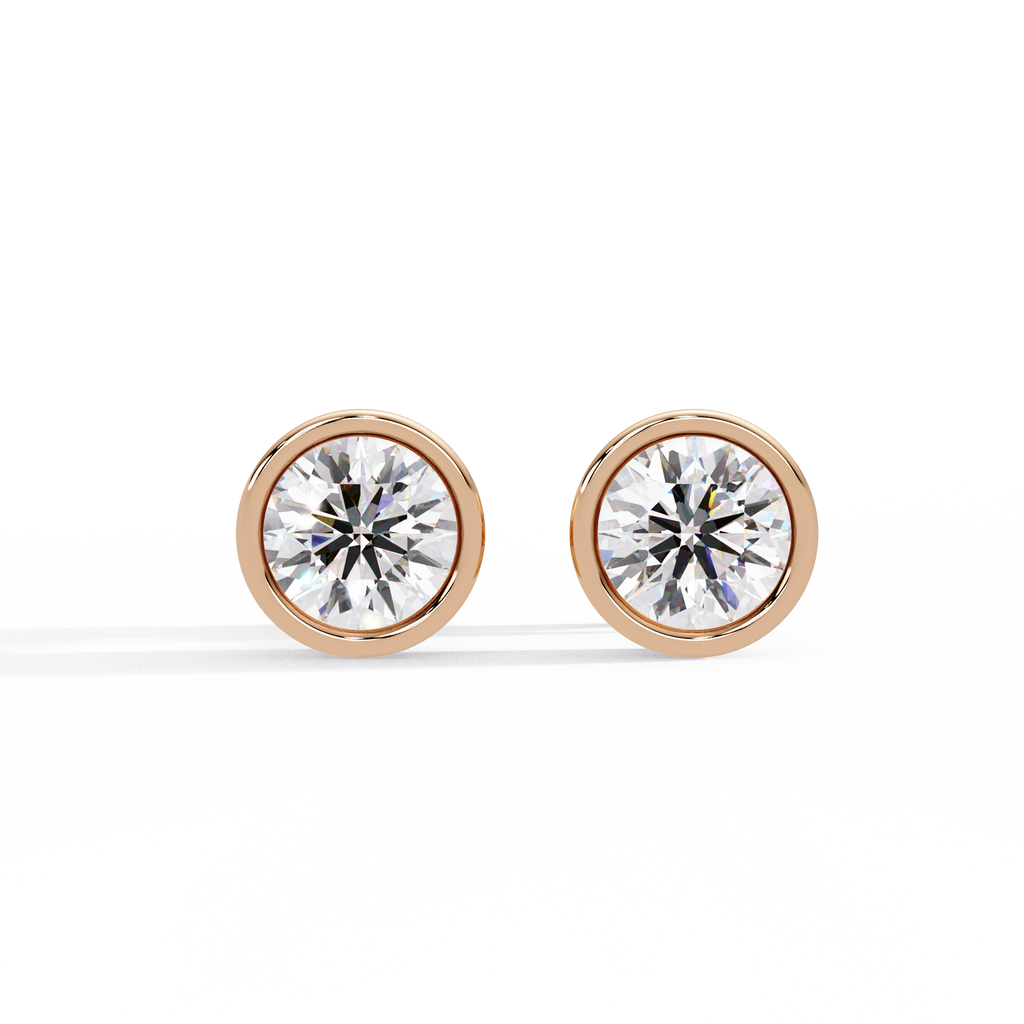 Classic Bezel Set Round Cut Stud Earrings