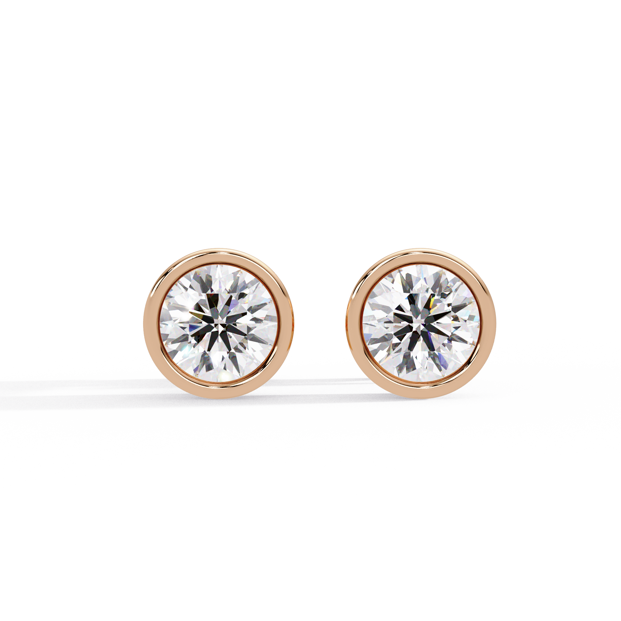 Classic Bezel Set Round Cut Stud Earrings