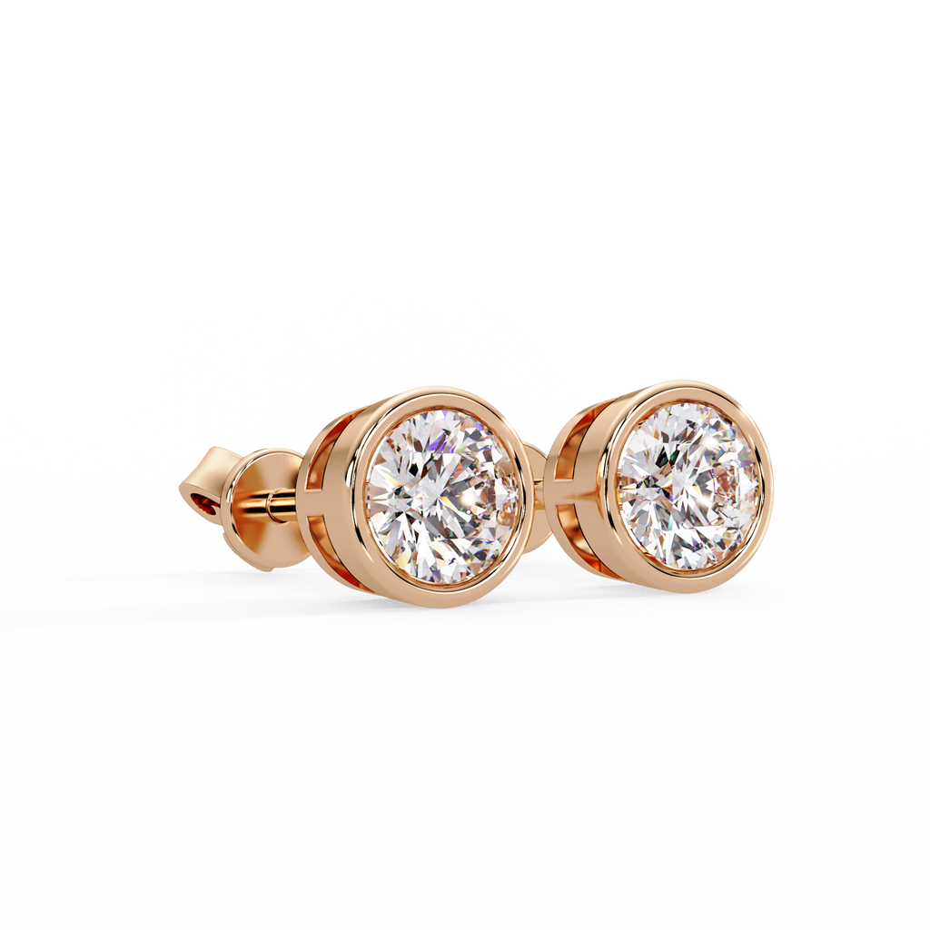 Classic Bezel Set Round Cut Stud Earrings