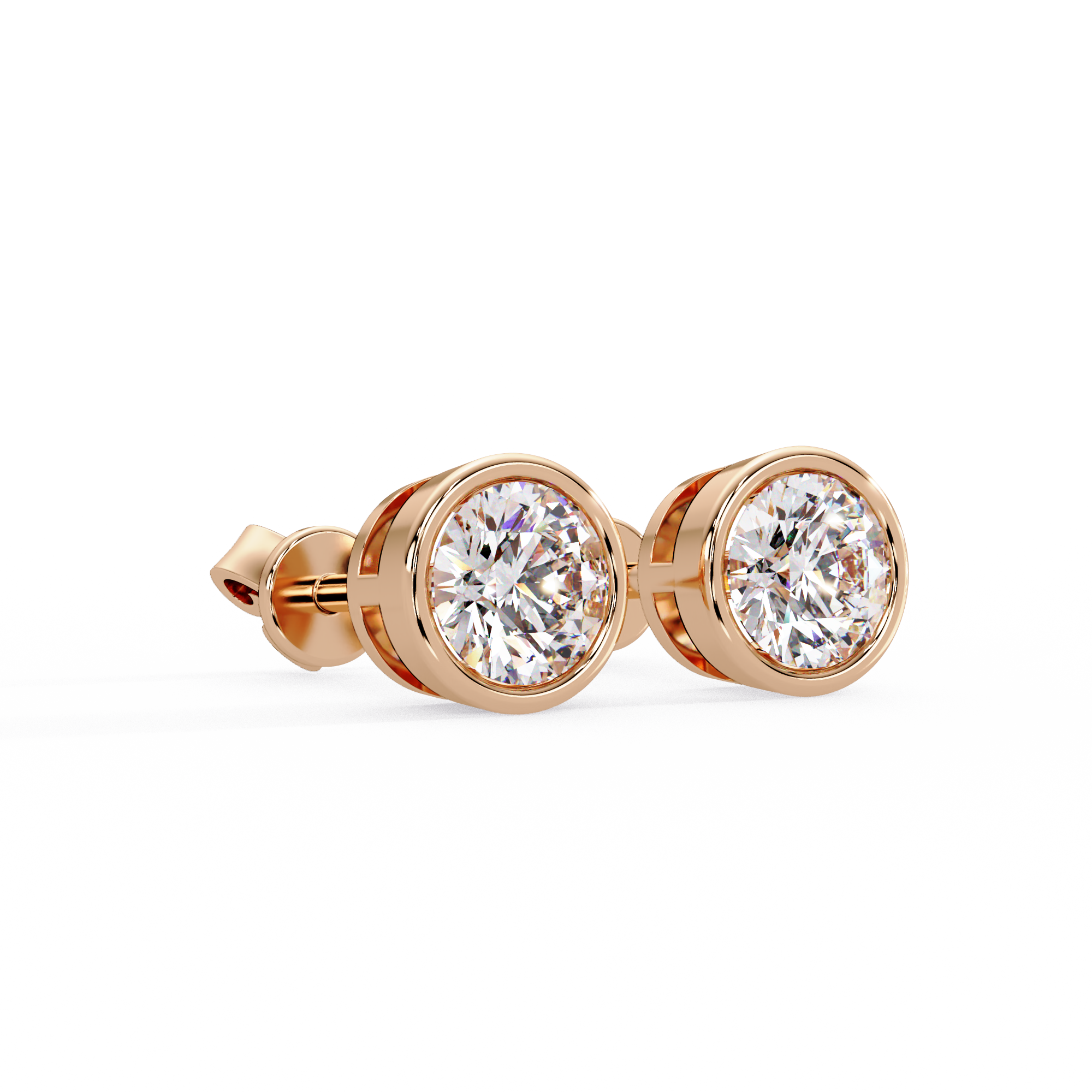 Classic Bezel Set Round Cut Stud Earrings