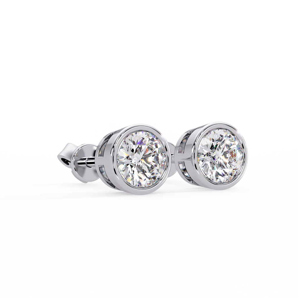 Classic Bezel Set Round Cut Stud Earrings