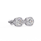Classic Bezel Set Round Cut Stud Earrings