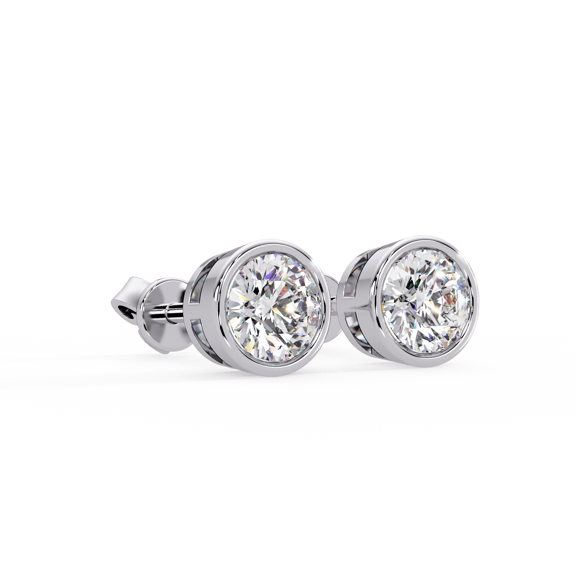 Classic Bezel Set Round Cut Stud Earrings