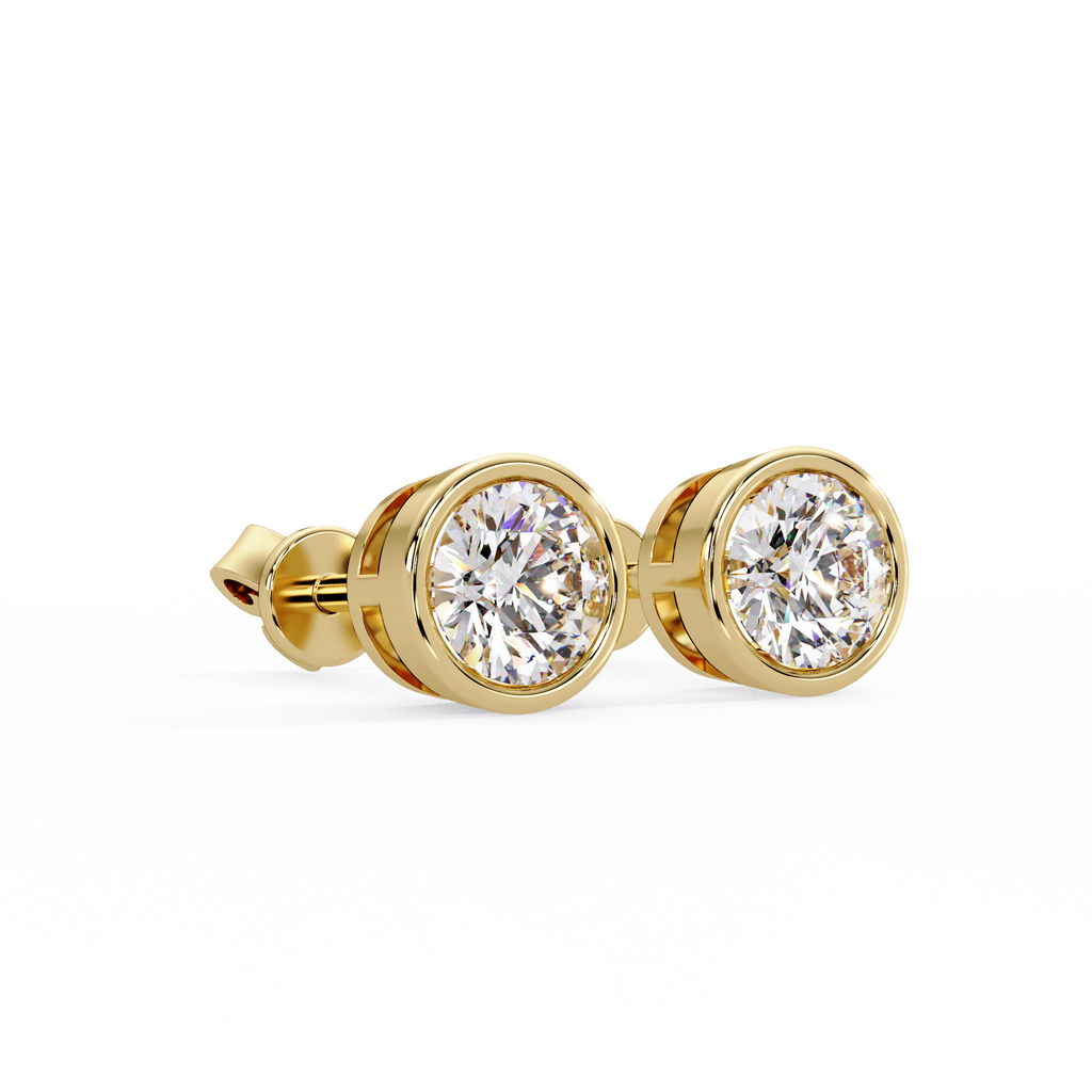 Classic Bezel Set Round Cut Stud Earrings