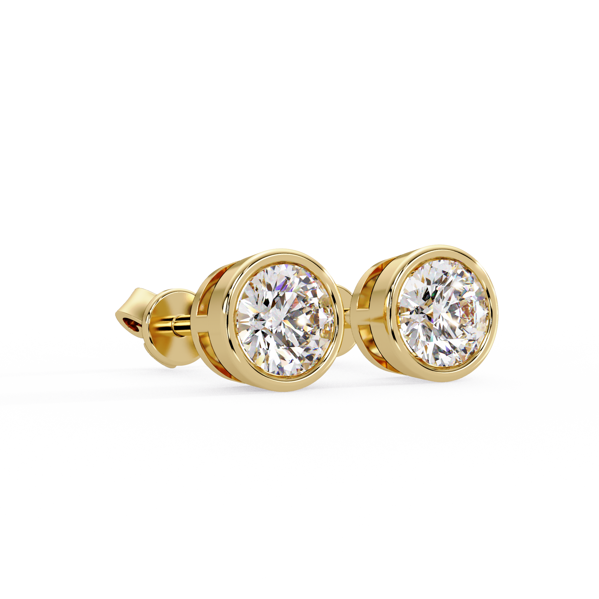 Classic Bezel Set Round Cut Stud Earrings