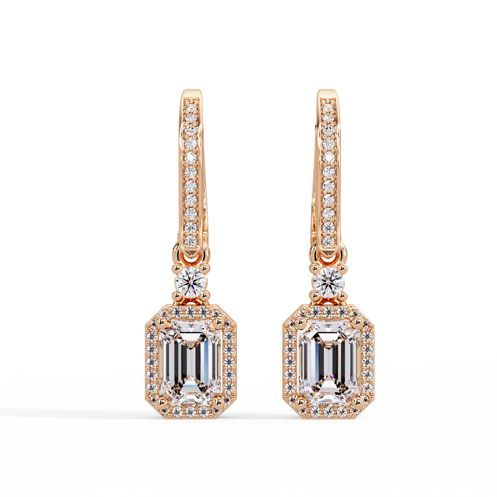 Pavé Diamond Hoop Earrings with Dangling Diamond Drops
