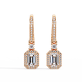 Pavé Diamond Hoop Earrings with Dangling Diamond Drops
