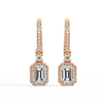 Pavé Diamond Hoop Earrings with Dangling Diamond Drops