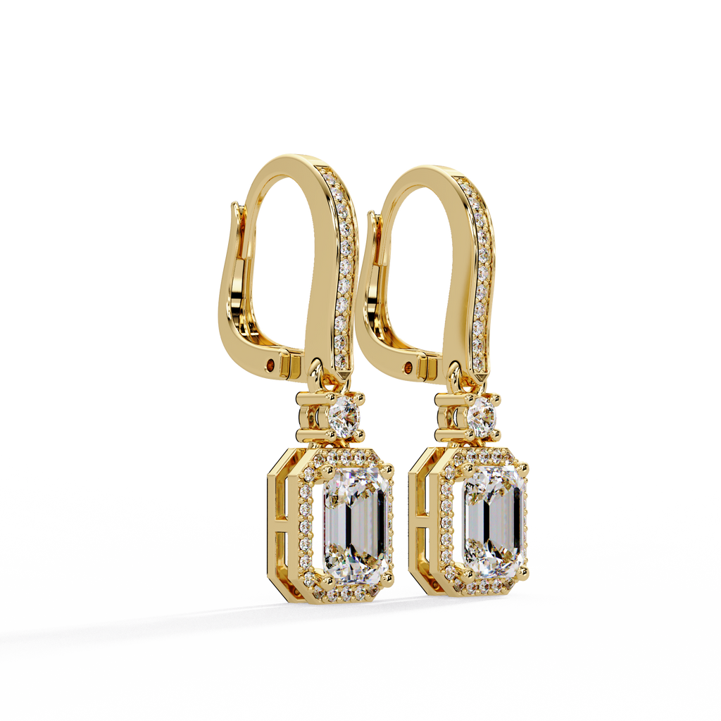 Pavé Diamond Hoop Earrings with Dangling Diamond Drops
