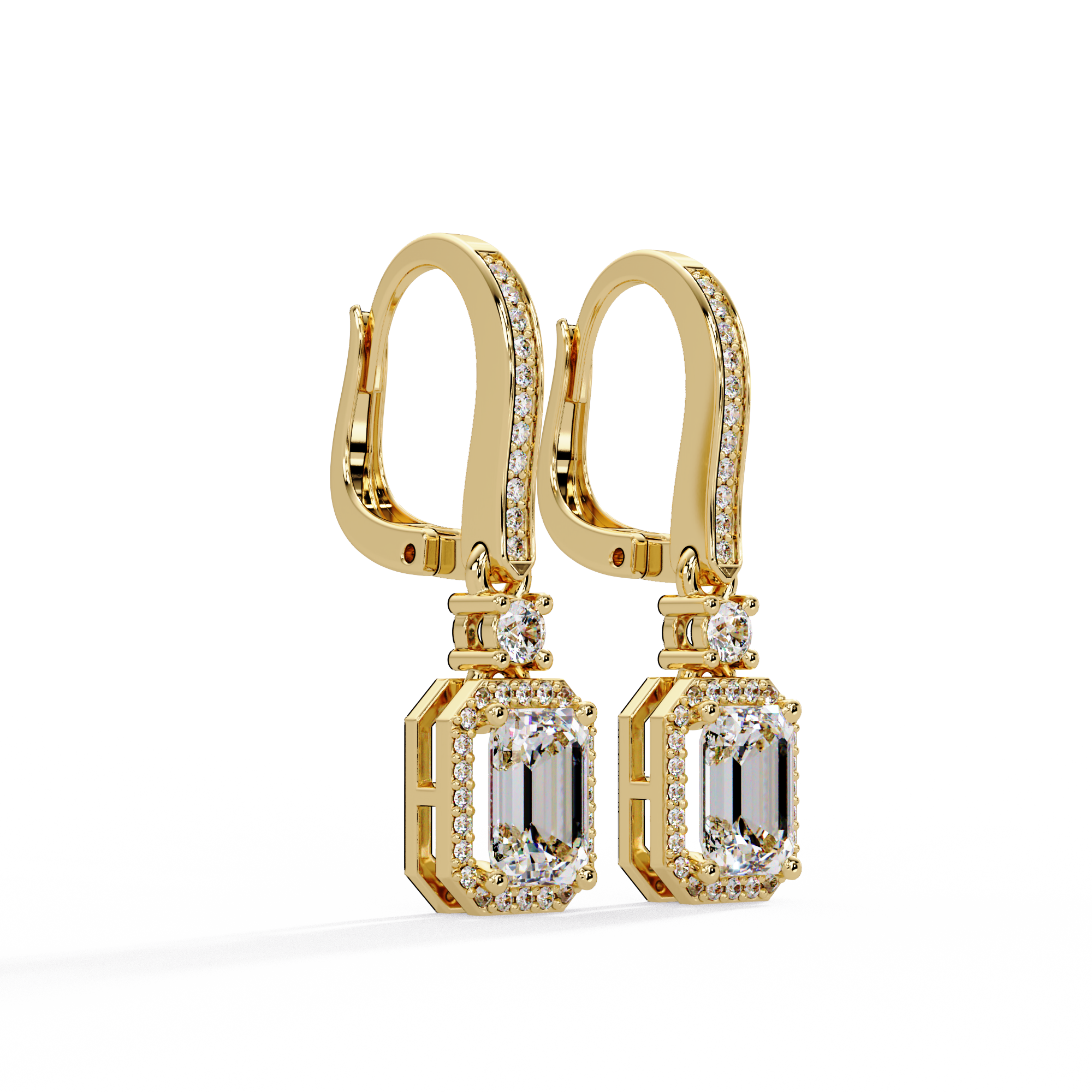 Pavé Diamond Hoop Earrings with Dangling Diamond Drops
