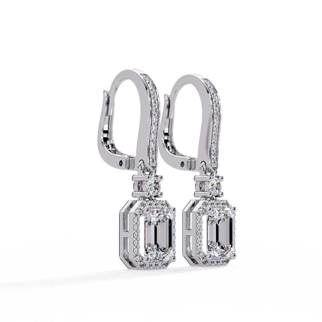 Pavé Diamond Hoop Earrings with Dangling Diamond Drops