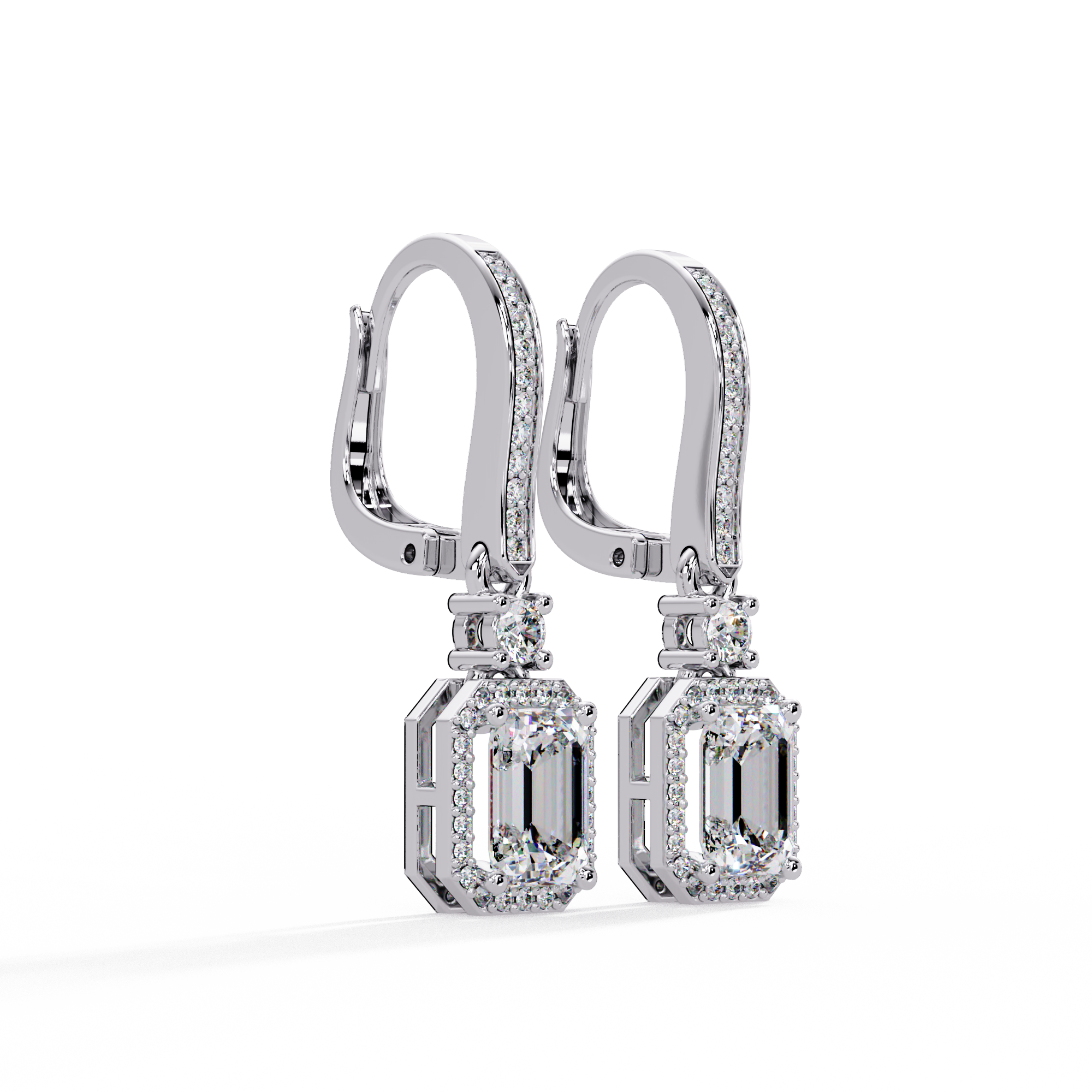 Pavé Diamond Hoop Earrings with Dangling Diamond Drops