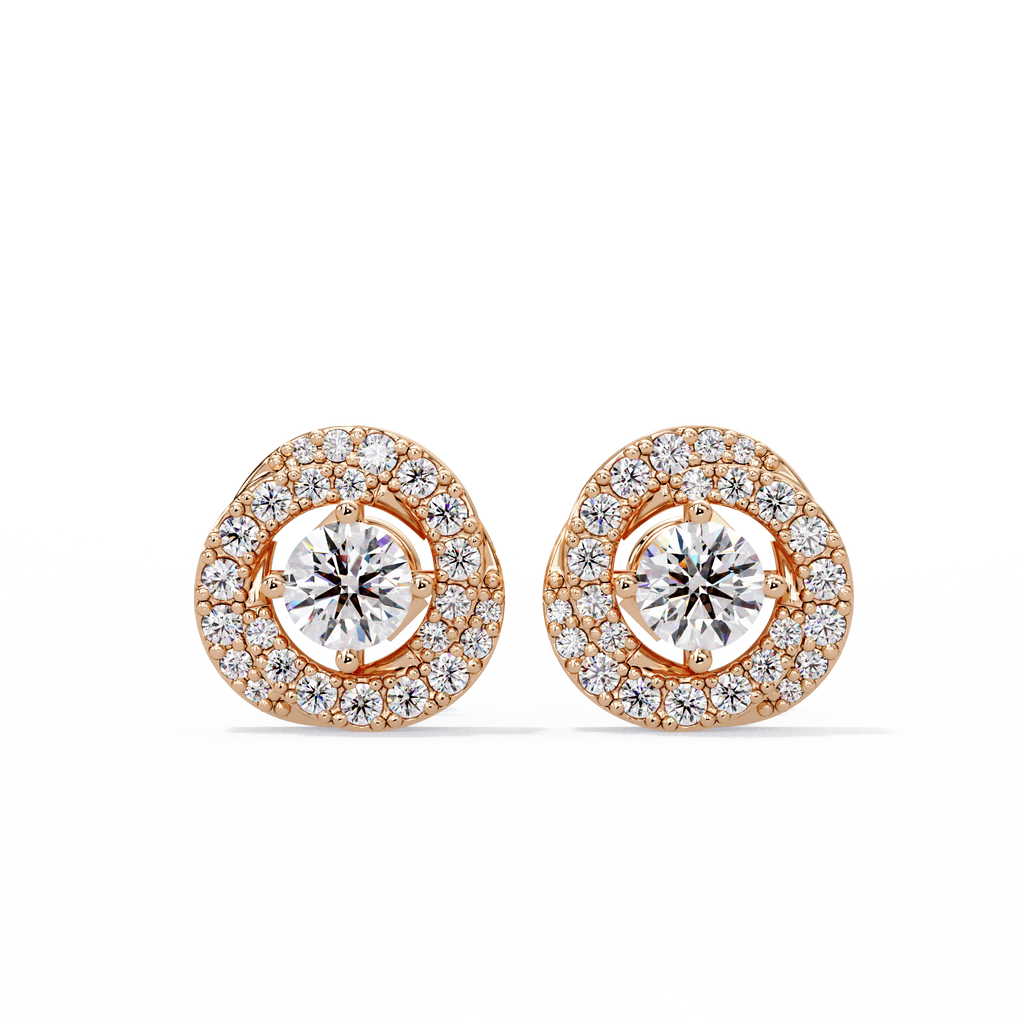 Round Brilliant Halo Diamond Stud Earrings
