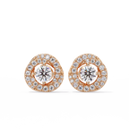 Round Brilliant Halo Diamond Stud Earrings