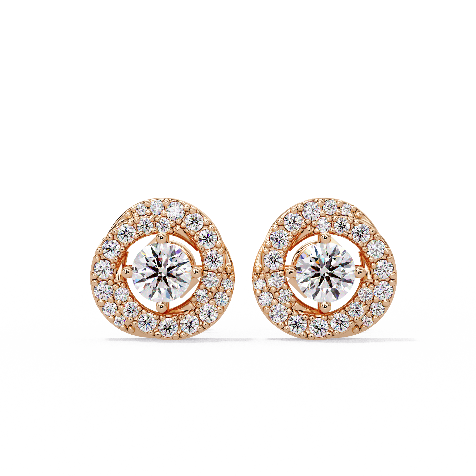 Round Brilliant Halo Diamond Stud Earrings